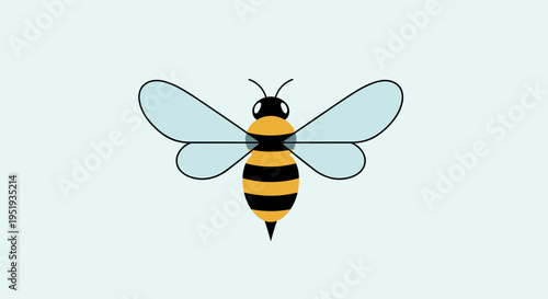 Yellow and black flying insect bee.