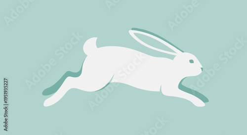 White rabbit running fast sideways.