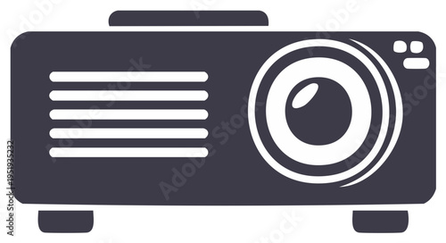 Dark flat design video projector graphic for business presentations and home theater systems
