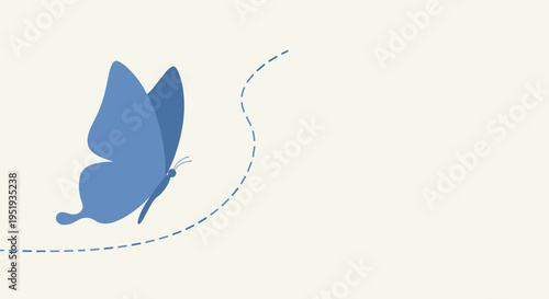 Blue butterfly flying alone freely.