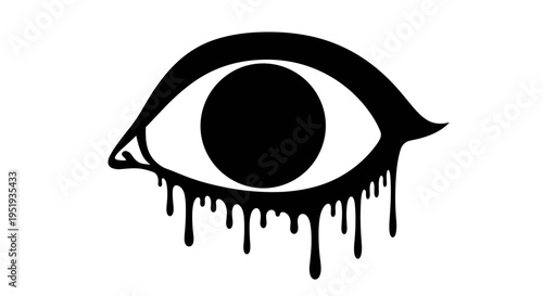 Black eye with dripping liquid.