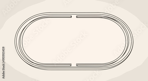 Oval shaped metal rail track.