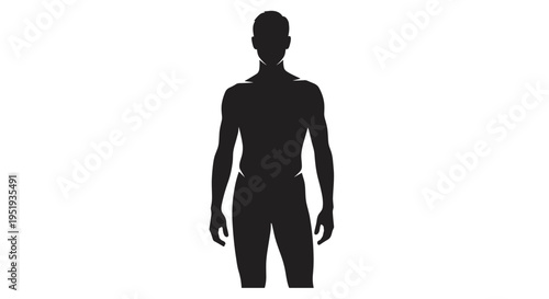 Silhouette of a standing adult male.