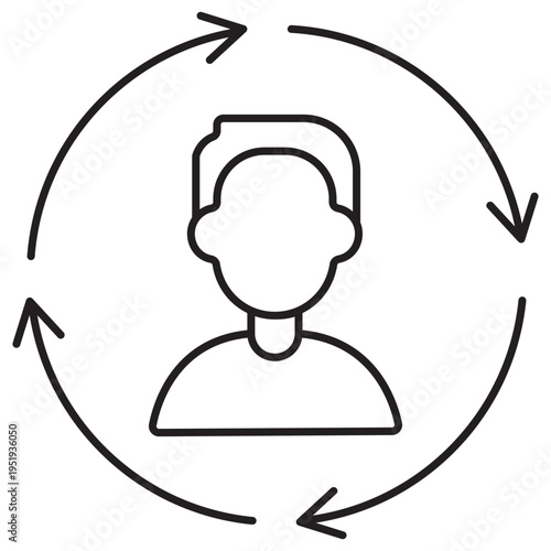 Turnover Icon, Employee Turnover Concept Illustration, Staff Attrition Icon Design, Workforce Change Graphic, Business Revenue Turnover Symbol, vector