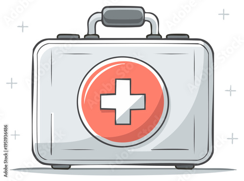 Hand Drawn First Aid Kit Medical Emergency Bag Illustration Red Cross Icon Cartoon