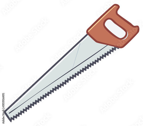 Hand Saw with Wooden Handle Isolated Carpentry Tool for Woodworking Cutters