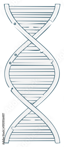 Illustrated DNA helix structure representing biology, science, genetics and medical research.