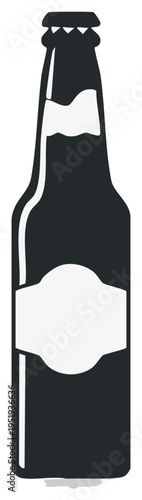 Silhouette illustration of a beer bottle with a blank label for your design.