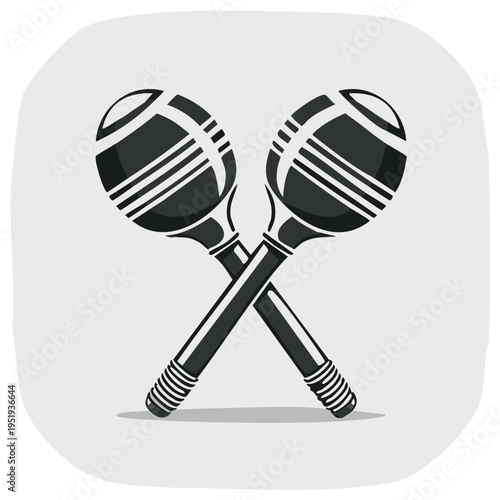 Crossed Maracas Icon in Black and White against a Gray Background
