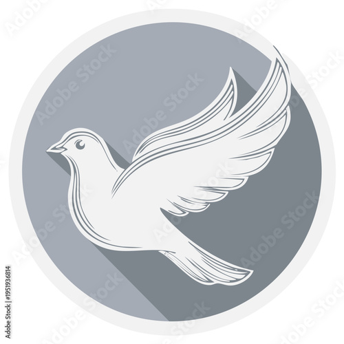 Flying Dove Silhouette Symbol of Peace Hope and Freedom with Detailed Feather Design