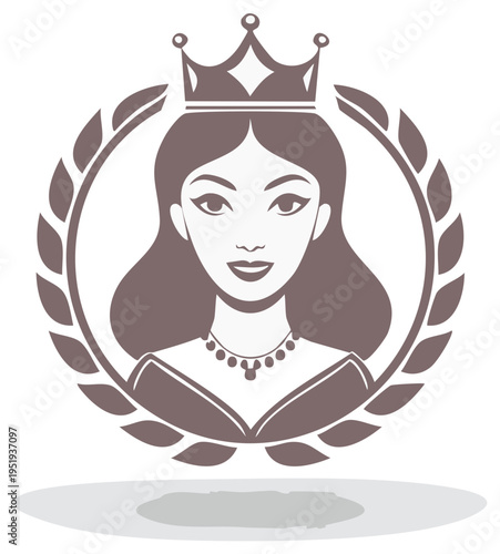Empress or Queen Portrait with Laurel Wreath and Crown Emblem