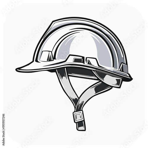 Industrial Safety Hard Hat with Chin Strap Vector Illustration