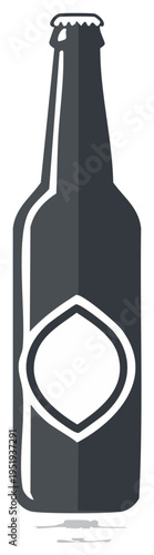 Dark Glass Bottle with Blank Label for Beverage Branding