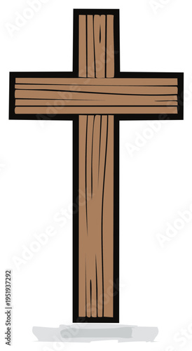 Simple Wooden Cross Depiction Symbolizing Faith and Religious Beliefs on a Neutral Background