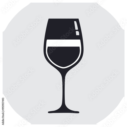 Minimalist Silhouette of a Wine Glass Filled with Dark Liquid