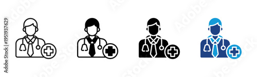 Doctor icon set multiple style collection