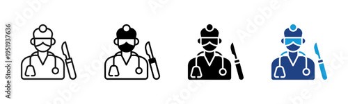Surgeon icon set multiple style collection