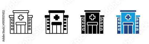 Hospital icon set multiple style collection