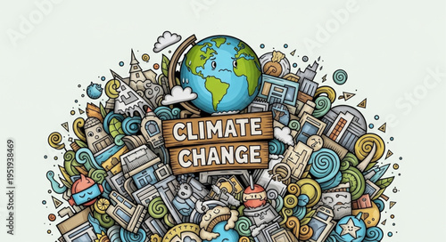 Climate Change Illustration - A Visual Representation of Global Environmental Issues.