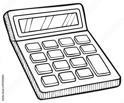 Calculator illustration vector drawing of arithmetic machine calculating device equipment