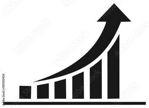 Upward trending business growth chart with arrow signifying progress and success