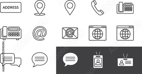 Global Business Contact and Support Communication Icon Collection