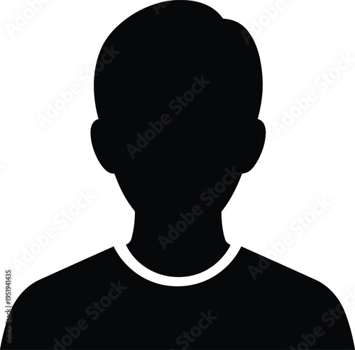 Silhouette of person avatar, generic profile illustration, head and shoulders vector design, placeholder icons, identification graphic art