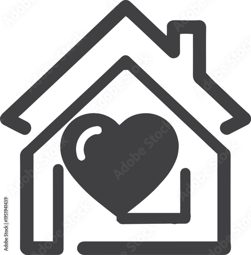 Home Sweet Home Heart and House Line Art Icon