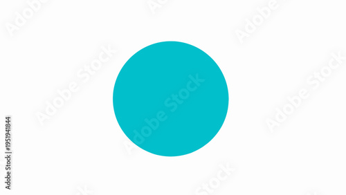 Minimalist cyan circle shape isolated on white background