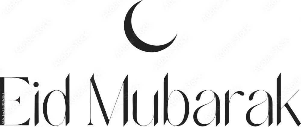 Fototapeta premium Eid mubarak greeting with crescent moon