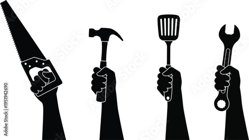 Labor day tools and workers' rights symbolic illustration