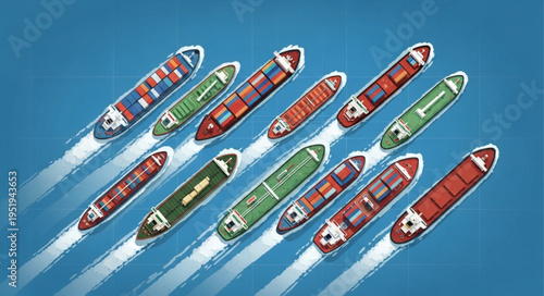 Container Ships Fleet - A Visual Representation of Global Trade.