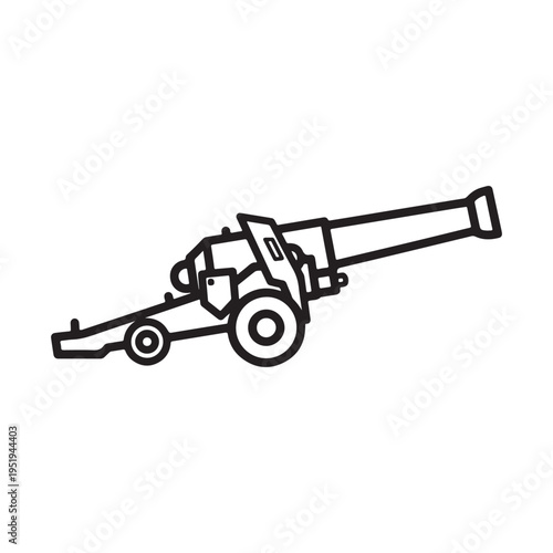 Artillery icon. Vector artillery canon symbol isolated on white.
