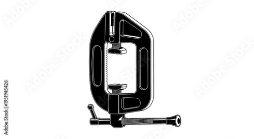 Illustration of a black C-clamp tool on a white background.