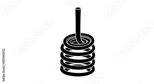 Black line drawing of a metal spring coil on a white background