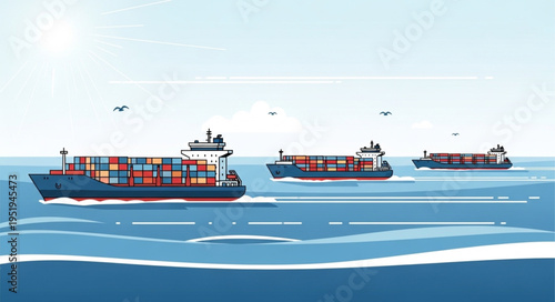 Container Ships Transporting Goods Across the Ocean.