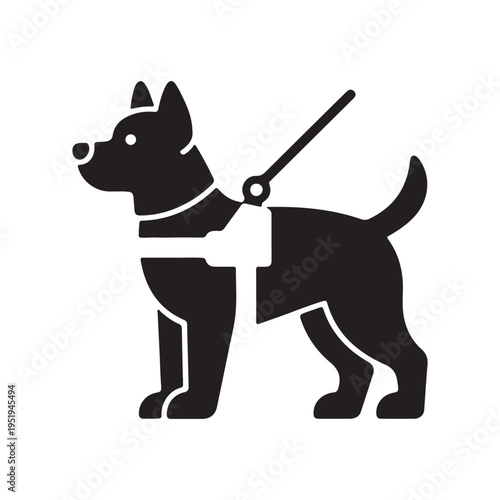 German Shepherd Dog Silhouette with Harness Vector Icon