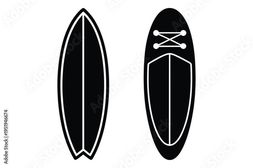 Surfboard and paddleboard vector illustration