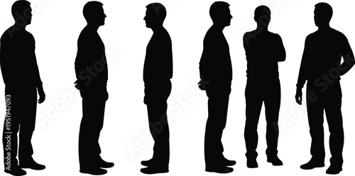 Silhouettes of people in conversation, human interaction illustration, communication vector design, social behavior icons, engaged dialogue art collection