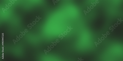 Abstract green halftone gradient background, dense micro dots forming smooth organic curves.
