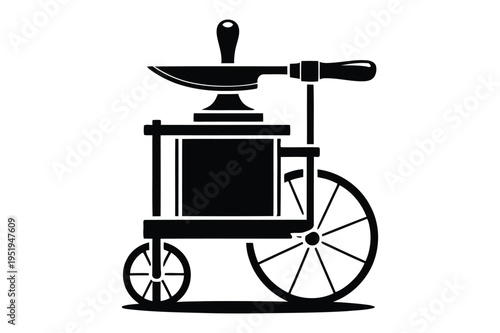Illustration of a blacksmith's portable anvil on wheels