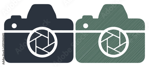 Two stylized camera icons facing each other, representing photography and creativity