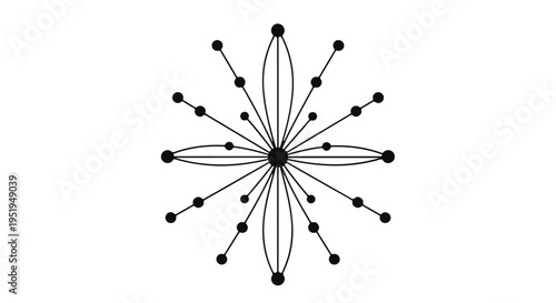 Geometric abstract line art design with connected dots and lines on white background for creative concept