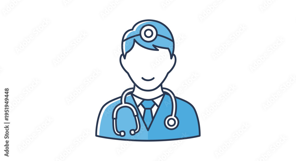Fototapeta premium Doctor with Stethoscope around Neck Illustration.