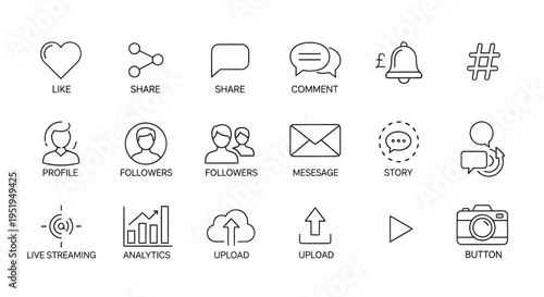 Simple Line Icons for Social Media.