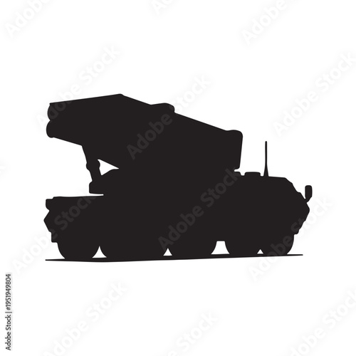 Multiple rocket launcher icon. Army artillery car
