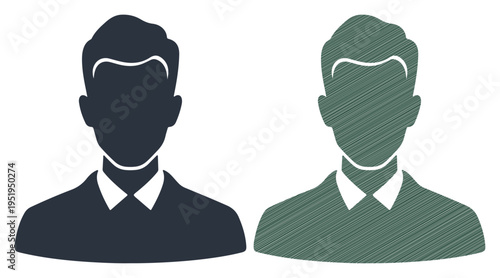 Two stylized male profile icons in silhouette, representing diversity or comparison.