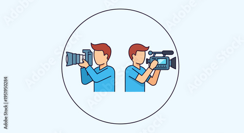 Two cartoon men holding video cameras.