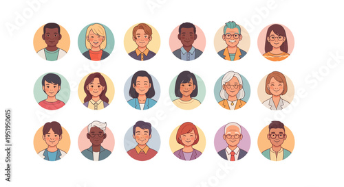 Diverse group of people faces.