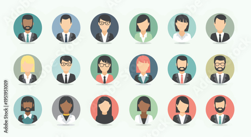 Diverse group of business professionals faces.